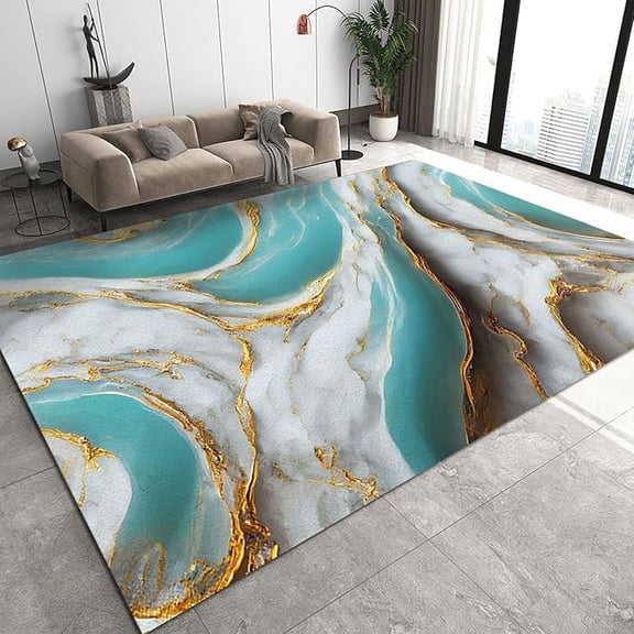Mint Green Area Rug, White Smoky Envelope Indoor Rugs, Soft Fluffy Washable Large Floor Carpet For Kids Living Room Bedroom Dining Room Office Balcony 2 x 3ft