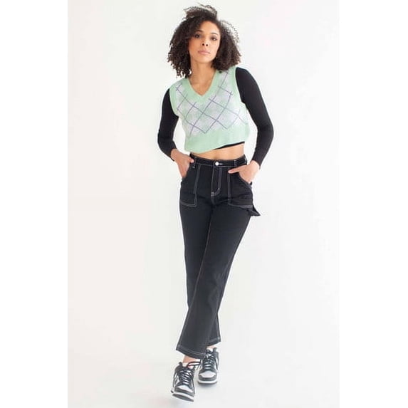 Ragstock Mint Green Argyle Shrunken Sweater Vest
