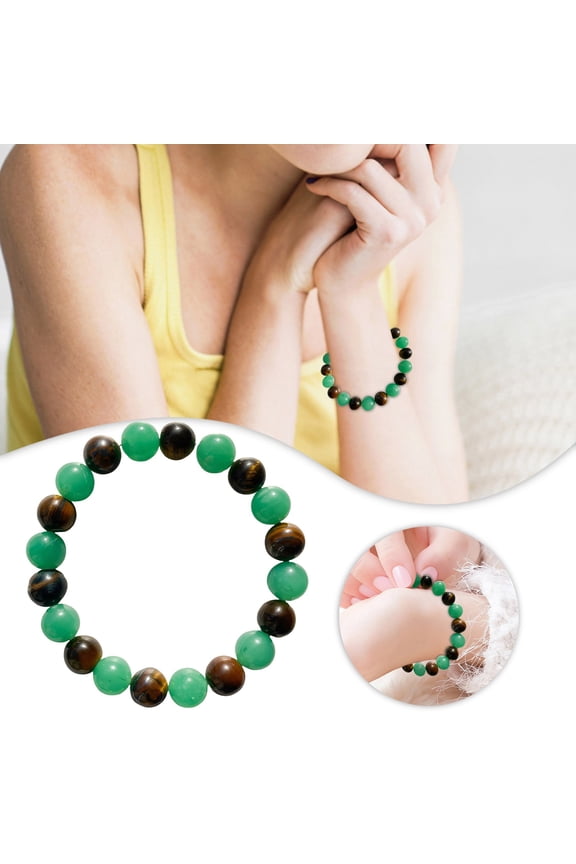 Mint Green Artificial Crystal Tiger Eye Bracelet, Adjustable Handmade Gemstone Wristband for Meditation, Energy