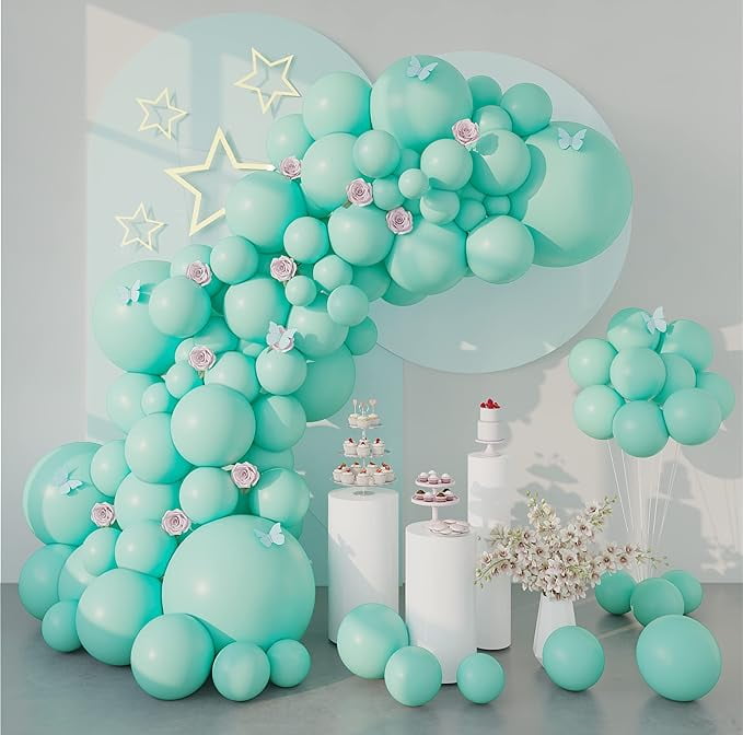 Mint Green Balloon Garland, 100pcs Latex Balloons Different Sizes 18/12