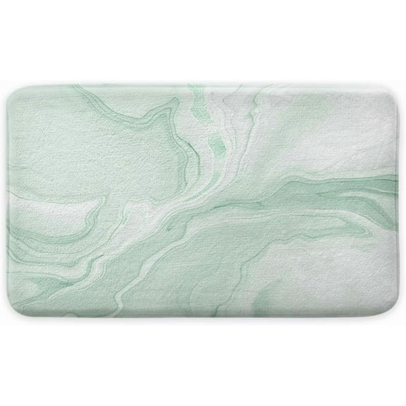 Mint Green Bathroom Rug Mat, Abstract Marble Bath Mats for Bathroom Non Slip, Modern Bath Rug Soft Luxury Microfiber Floor Rug for Tub Shower 17" x 29"