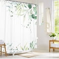 thumbnail image 1 of Mint Green Bathroom Shower Curtain Watercolor Green Leaves Bathroom Accessories, Green and White Shower Curtain with Botanical Eucalyptus Design, Modern Fabric Shower Curtain Set with Hooks 47X64IN, 1 of 6