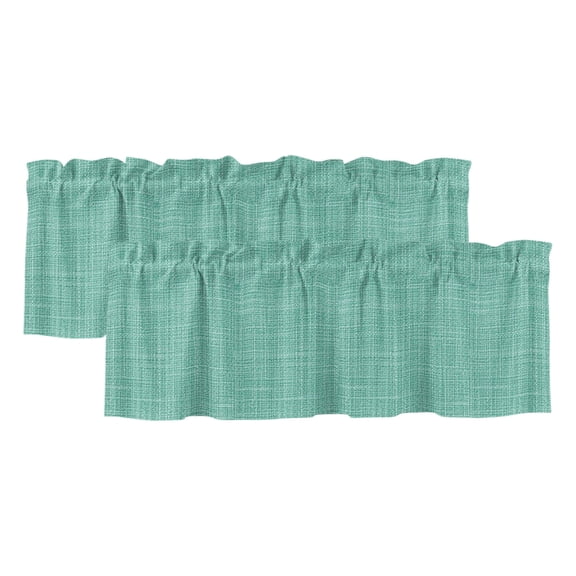 Mint Green Blue Solid 2 Panels Kitchen Valance, Minimalist Cloth Seafoam Green Linen Texture Curtains Valances for Small Windows Rod Pocket Window Treatments for Living Room Bedroom 42" W x 12" L