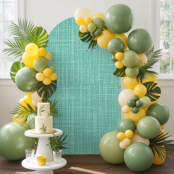 Mint Green Blue Solid Arch Backdrop Cover 4 FT, Minimalist Cloth Seafoam Green Linen Texture Wedding Arch Cover Stretchy Backdrop Stands Covers for Birthday Party Ceremony Banquet Decor