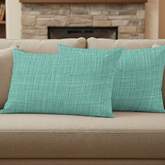 Mint Green Blue Solid Pillow Covers Set of 2, Minimalist Cloth Seafoam Green Linen Texture 12x20 Inch Decorative Throw Pillow Covers Soft Pillowcases with Zipper for Couch Sofa Bed Chair