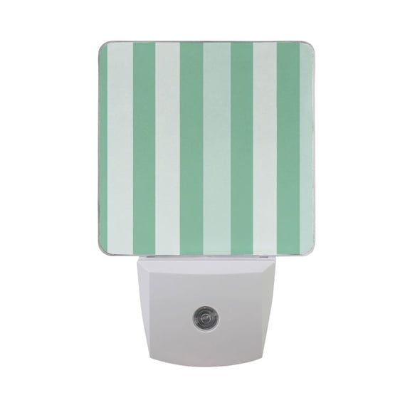 Mint Green Broad Stripes LED Night Light with Smart Sensor Plug Into Wall Dusk to Dawn 2 packs