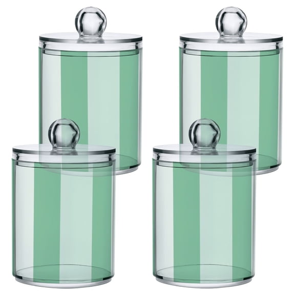 Mint Green Broad Stripes Translucent Plastic Cans Storage Canisters with Lid Set of 4