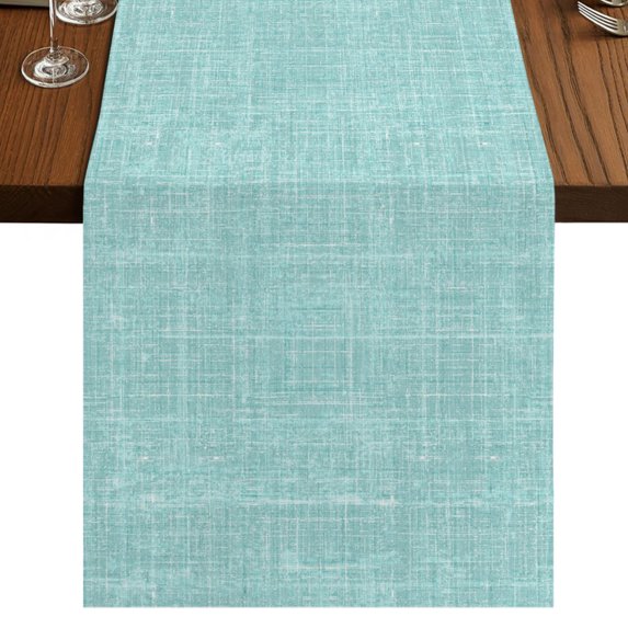 Mint Green Burlap Cotton Table Runner 13x72 Inches Long, Farmhouse Vintage Teal Solid Color Modern Farmhouse Table Runners, Outdoor Dining Tablecloths Decor for Baby Shower/Party/Wedding