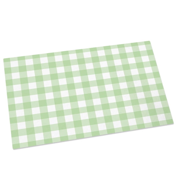 Mint Green Checks Door Mat 16x24 Inch Gingham Plaid Abstract Modern Minimalist Entryway Rug with Non-Slip Rubber, Front Door Mat Indoor Floor Mats for Living Room Bathroom Bedroom Home Office