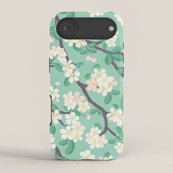 Mint Green Cherry Blossom Branch Tough Case for Apple iPhone ...