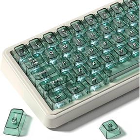 Mint Green Clear Keycaps Set,Glossy Jelly Keyboard keycaps | Tranlucent keyboard caps ceramic style,MDA Profile,115  PC keycaps for Mechanical Keyboard with MX Switches