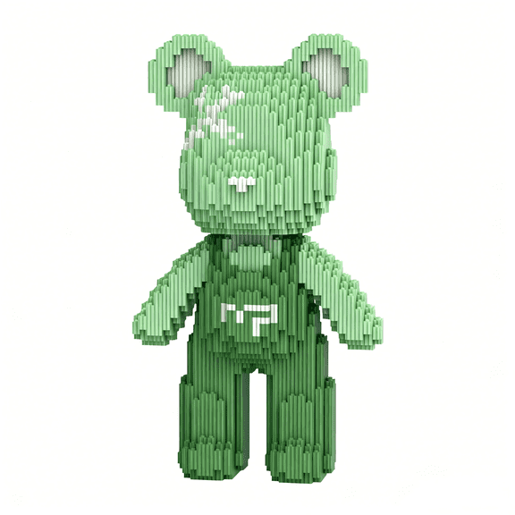 Mint Green Cool Bear Building Blocks Set, Gift for Birthdays, Decorative Home Office Table Centerpiece Decor