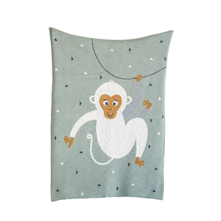 Mint Green Cotton Knit Monkey Blanket Walmart