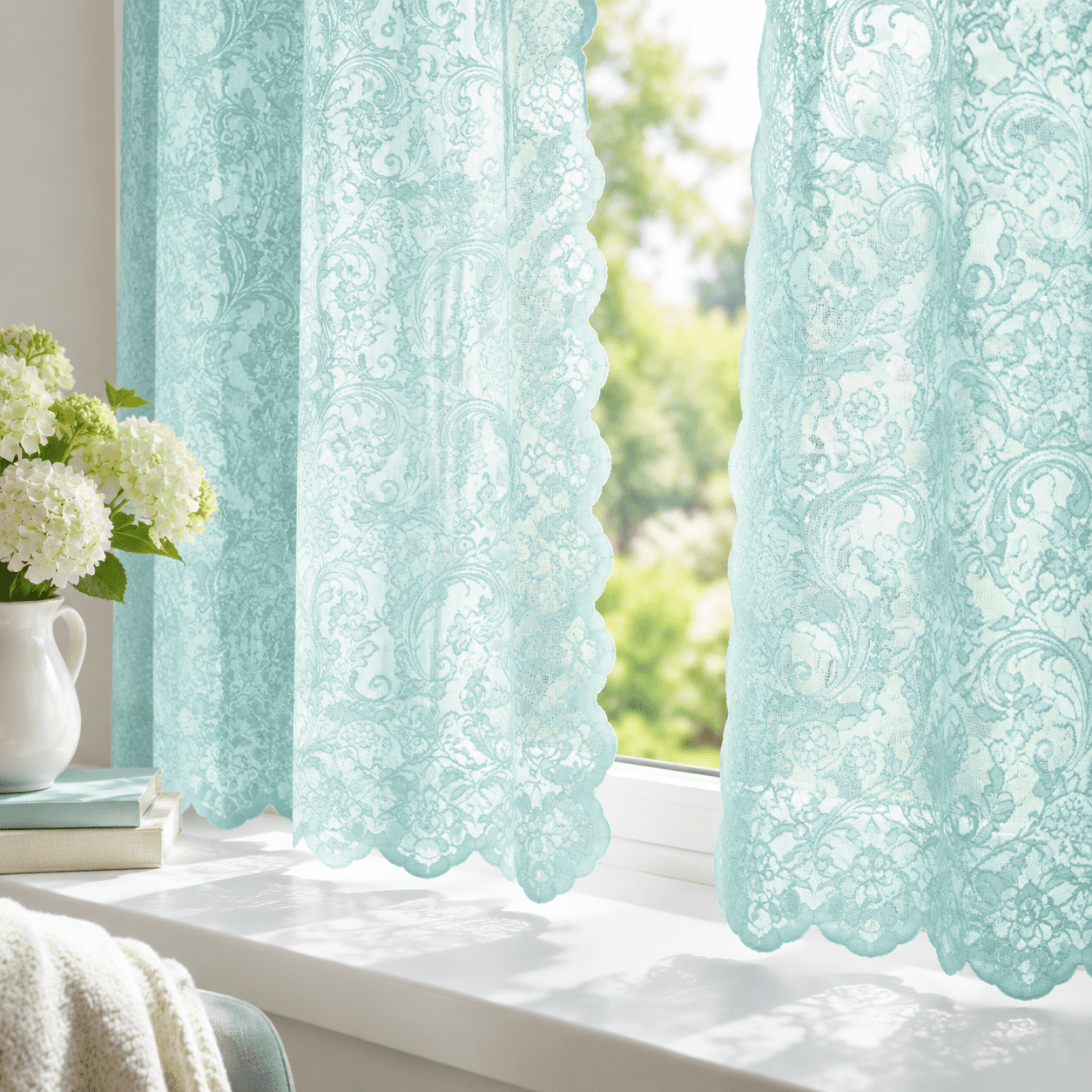 Mint Green Curta 84 Inch Long 2 Panels - Vintlace Sheer Flfor Living ...