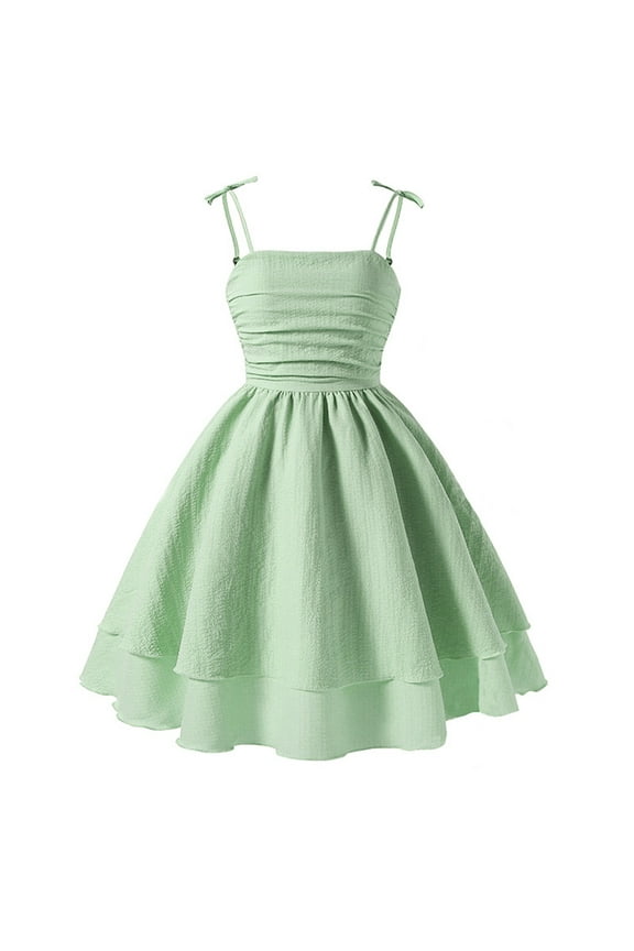 Mint Green Dress Tween Dresses Girl's Spaghetti Strap Corset Dress Pleated A Line Fit and Flare Cami Dress