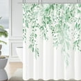 thumbnail image 1 of Mint Green Eucalyptus Shower Curtain, Watercolor Plant Leaves with Floral Bathroom Shower Curtain Set with Hooks, 72x72, 1 of 6