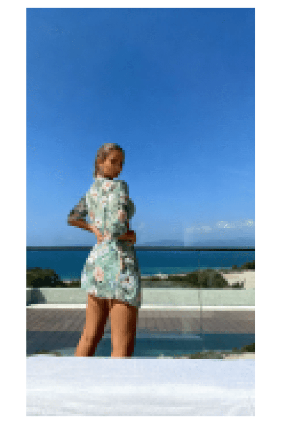 Mint Green Floral Cover Up Set - Women's Sheer Kimono Crop Top & Shorts 3 Piece Swimsuit Cover-Up; Tropical Beach Vacation Outfit; Lightweight Summer Clothing