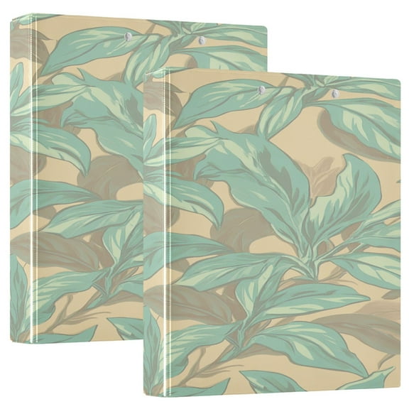 Mint Green Floral Design 12.4x10.6in PVC Round Ring Binder, D-Ring 3-Hole, Metal Clip, 200 Sheets