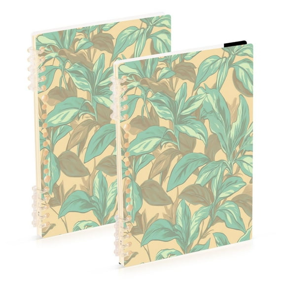 Mint Green Floral Design 2-Piece A5 PP Notebooks, Adjustable Rings, 80g Paper, Diary Set