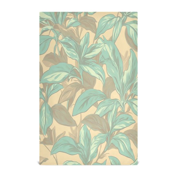 Mint Green Floral Design Decorative Waffle Towel Kitchen Dishcloth 28x18in Multi-Use Tea Towel
