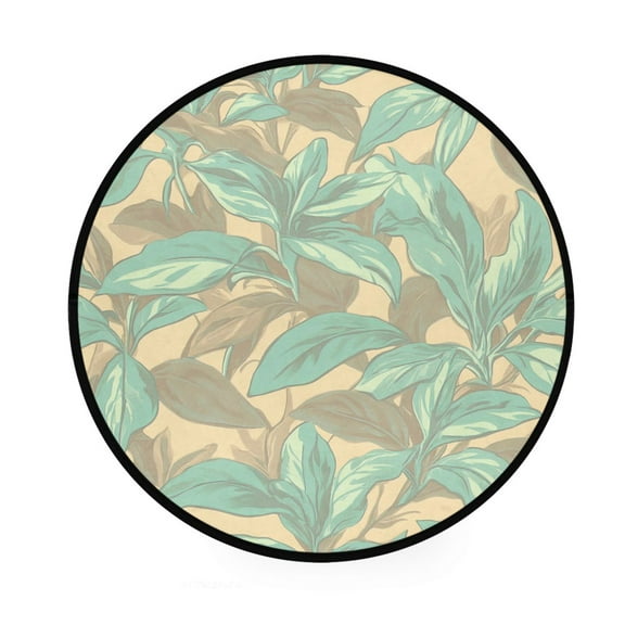 Mint Green Floral Design Memory Foam Bath Mat 36" Absorbent Rug with Non Slip Base and 4 Bonus Pads