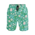thumbnail image 1 of Mint Green Floral Pattern Mens Swim Trunks Quick Dry Board Shorts Breathable Fit Beach Shorts Swimwear, 1 of 8