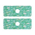 thumbnail image 1 of Mint Green Floral Pattern Quick Dry Silicone Algae Faucet Pad 14.7x5.4in 2 Pack Absorbent Mat for Kitchen Sink, Bathroom Countertop, 1 of 10