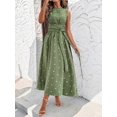 thumbnail image 1 of Mint Green Floral Print Sleeveless Tie Waist A-Line Maxi Dress For Women, 1 of 8