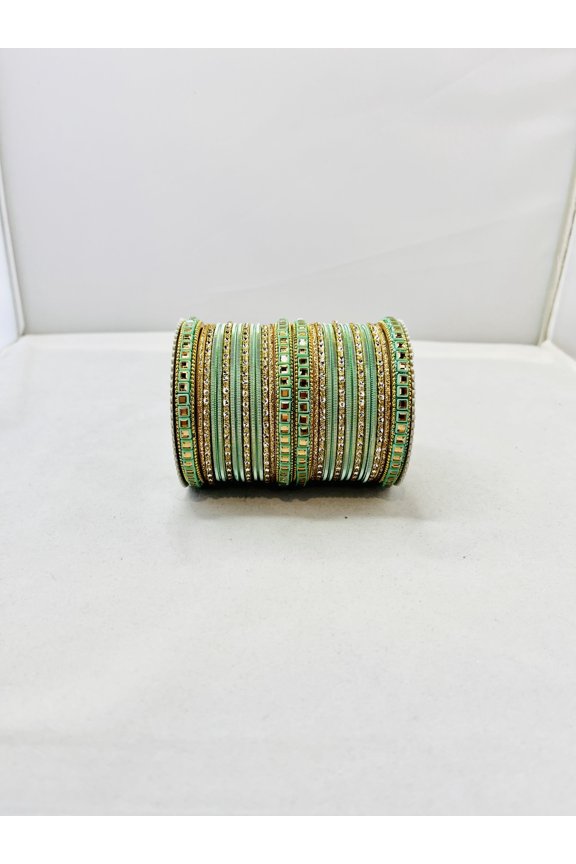 Mint Green & Gold Color Bangles
