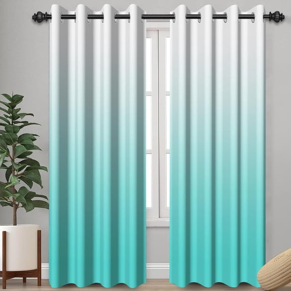 Mint Green Gradient Curtains for Living Room, Modern Ombre Window Drapes for Bedroom, Light Filtering Thermal Insulated Machine Washable Curtains for Home Decor 53"W x 63"L (Pack of 2)