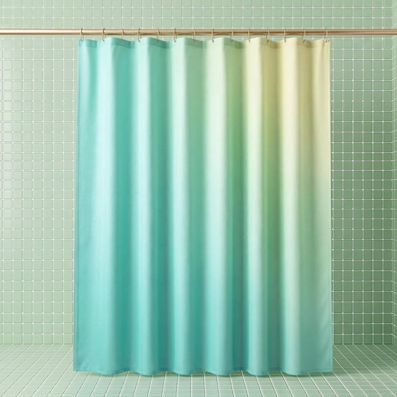 Mint Green Gradient Solid Color Shower Curtain
