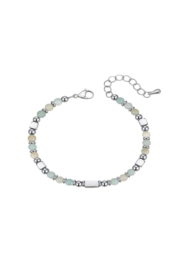 Mint Green Iron Adjustable Beaded Charm Bracelet, Handmade Elastic Stretch Anklet Boho Friendship Jewelry for Girls