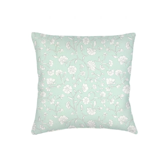 Mint Green Jaipur Floral Linen Euro Pillow 26x26 Down