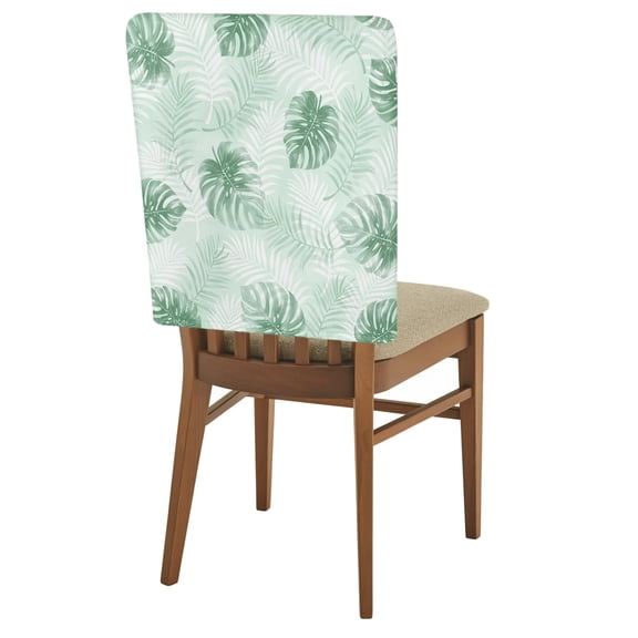 Mint Green Leaf Chair Back Covers Set of 4 Modern Mint Green Palm Leaf Monstera Removable Dining Chair Slipcovers Washable Seat Protector for Restaurant Party Banquet Kichen Decor