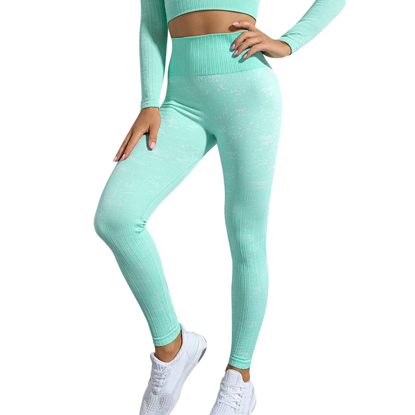 Mint Green Leggings For Women Yoga Bright Sports Thin High Waist Fitness  Legging Size L