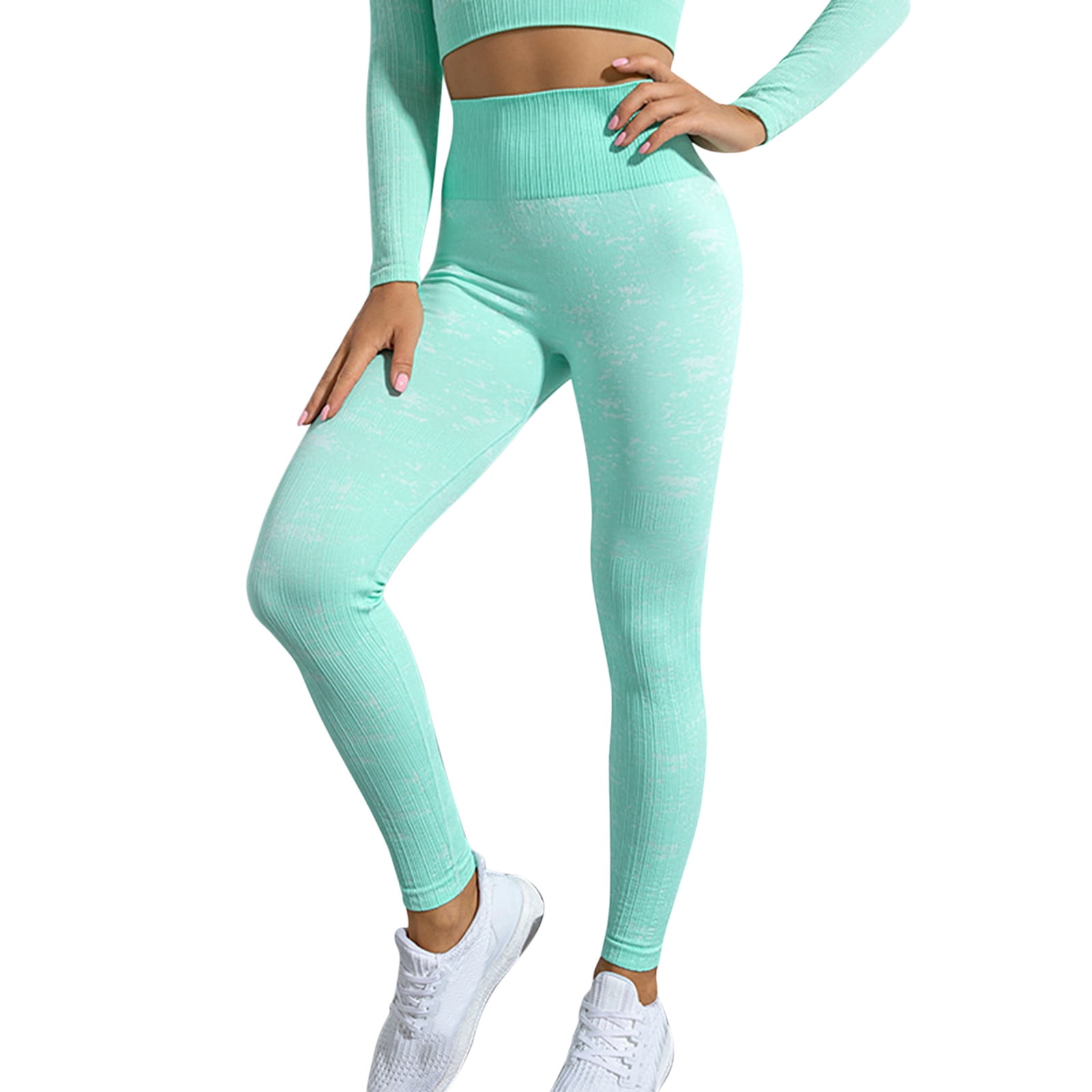 Mint Green Leggings For Women Yoga Bright Sports Thin High Waist Fitness  Legging Size S