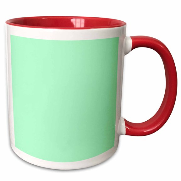 3drose, Mint Green - Light Minty Pastel - Plain Simple One Single Solid Color - Very Pale Aqua Green, 15oz Two-tone Red Mug