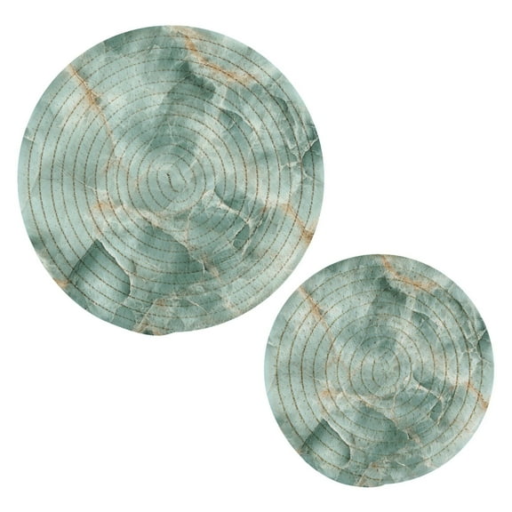 Mint Green Marble Pot Holders Trivets Set of 2 Cotton Hot Pads Mats for Hot Dishes Pots Pans Kitchen Cooking 7" 9.5"