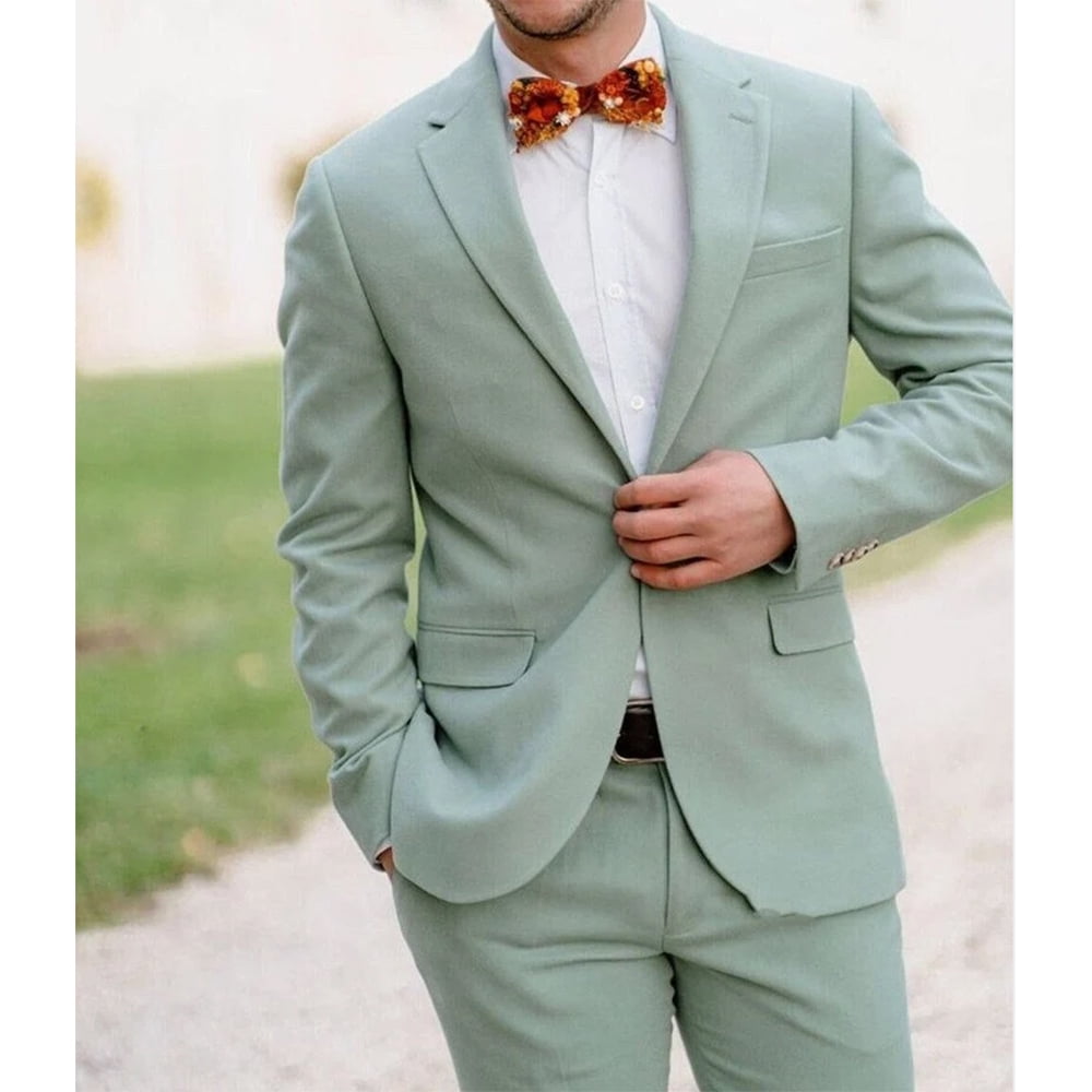 Mint Green Men's Suits Single Breasted Notched Lapel Formal Wedding 2