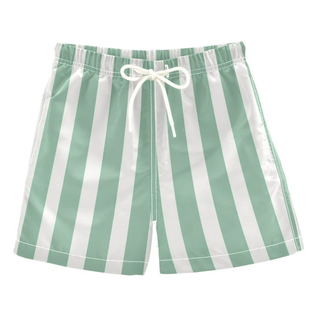 Mint Green Narrow Stripes Boys' Swim Trunks Board Shorts Beach Pants Bathing Bottoms 2T