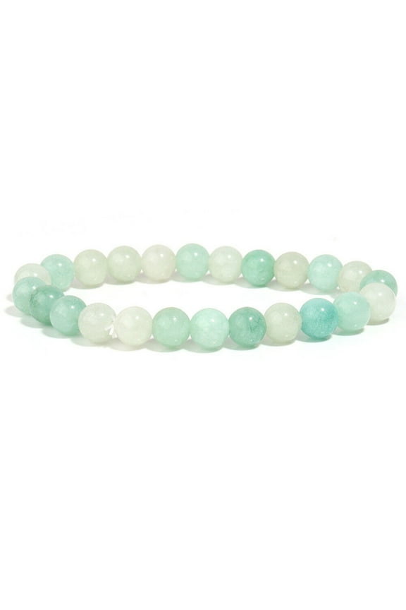 Mint Green Natural Stone Beaded Bracelet Adjustable Closure Minimalist Dainty Jewelry Everyday