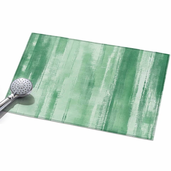 Mint Green Paint Area Rugs 2x3ft Modern Abstract Green Stripes Floor Rug Non Slip Low Pile Ultra Soft Throw Carpet for Entryway Indoor Entrance Kitchen Bathroom