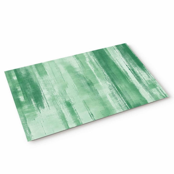 Mint Green Paint Door Mat Modern Abstract Green Stripes Non Slip Absorbent Entrance Mat Washable Low Profile Indoor Doormat for Front Door Entryway Entry 16"x24"