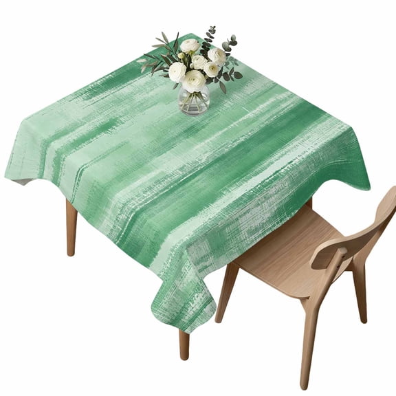 Mint Green Paint Square Tablecloth Modern Abstract Green Stripes Waterproof Wrinkle Free Soft Table Cloth Spill-Proof Washable Table Cover for Dining Party Picnic 54 x 54 Inch