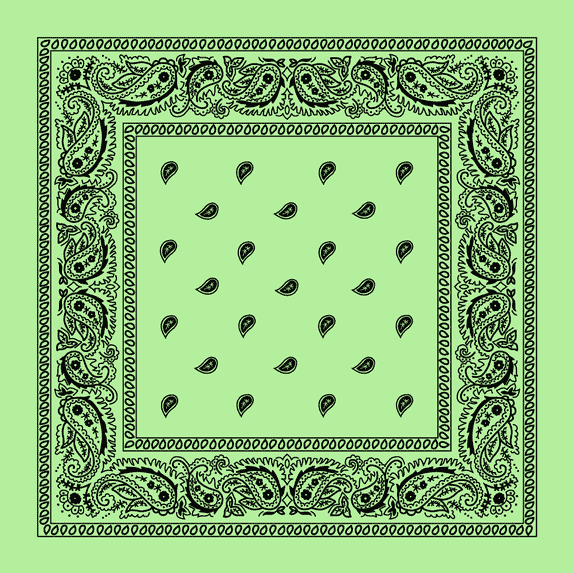 Mint Green Paisley Bandana - Single Piece 22x22