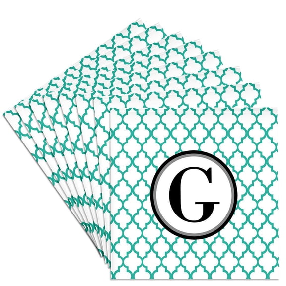 3drose, Mint Green Pattern Monogram Initial G, Set of 8 Ceramic Tile Coasters