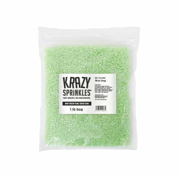 Krazy Sprinkles - Edible Mint Green Pearl Sugar Sand - Bold Cake Decoration, 1lb Bag