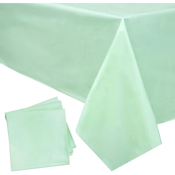 Mint Green Plastic Tablecloth 3-Pack - 54 x 108 in, Disposable Mint Green Table Cover - Weddings, Birthdays, Bridal & Baby Showers - Waterproof & Easy Cleanup