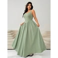 thumbnail image 1 of Mint Green Plus Size Sleeveless Square Neck A-Line Maxi Dress For Women Summer Flowy Long Dress, 1 of 6