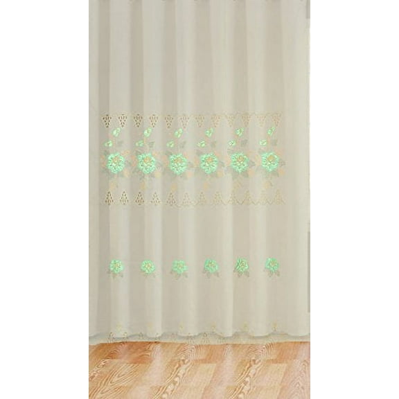 Mint Green Room Decor Embroidery Shade Sheer Window Curtain Drapes 60x84" (1, Mint Green Pattern Curtain)